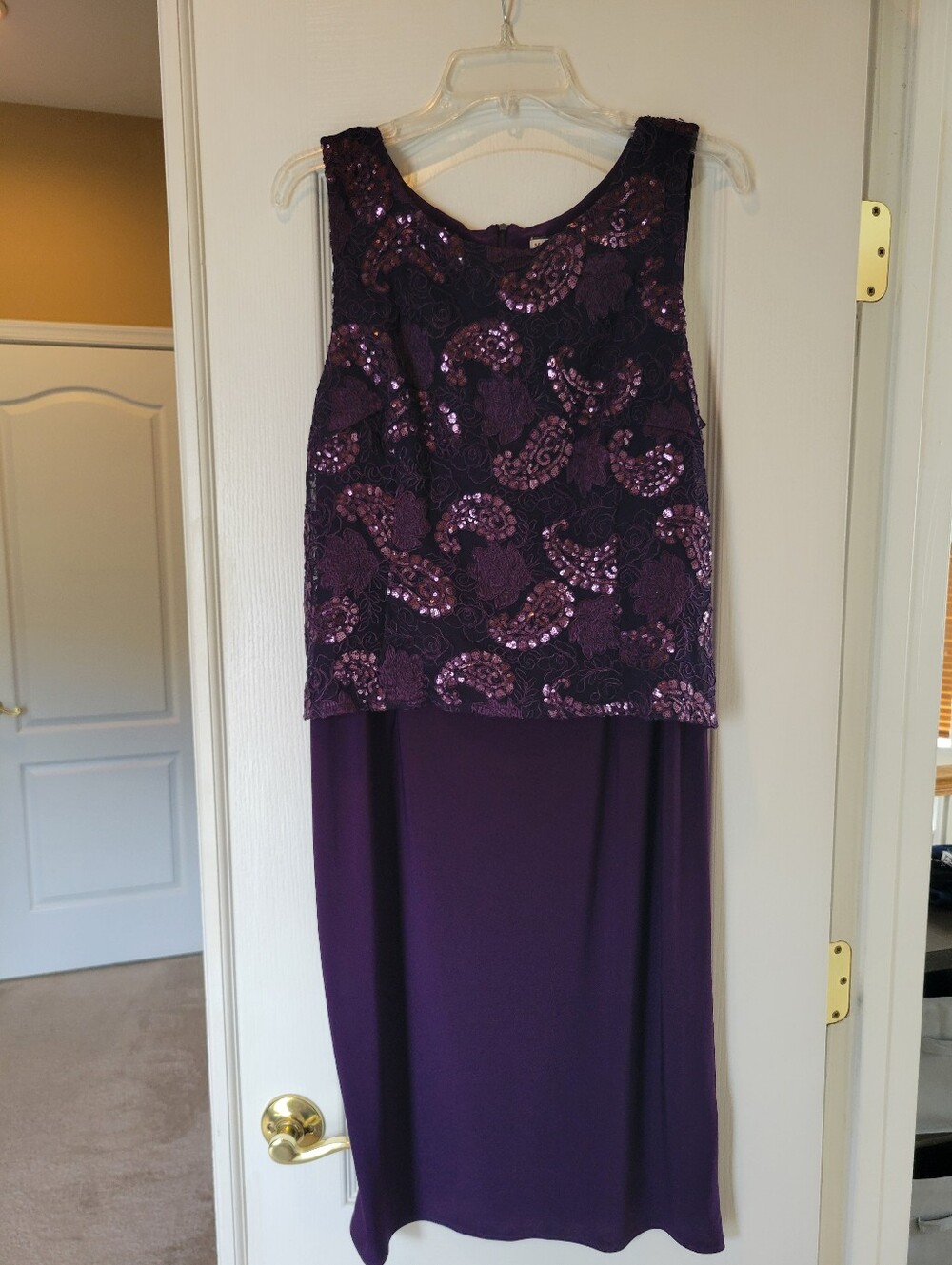 Maya Brooke Jacket Dress 2 PC Set Size 14 Purple Sequin Formal Pretty Wedding